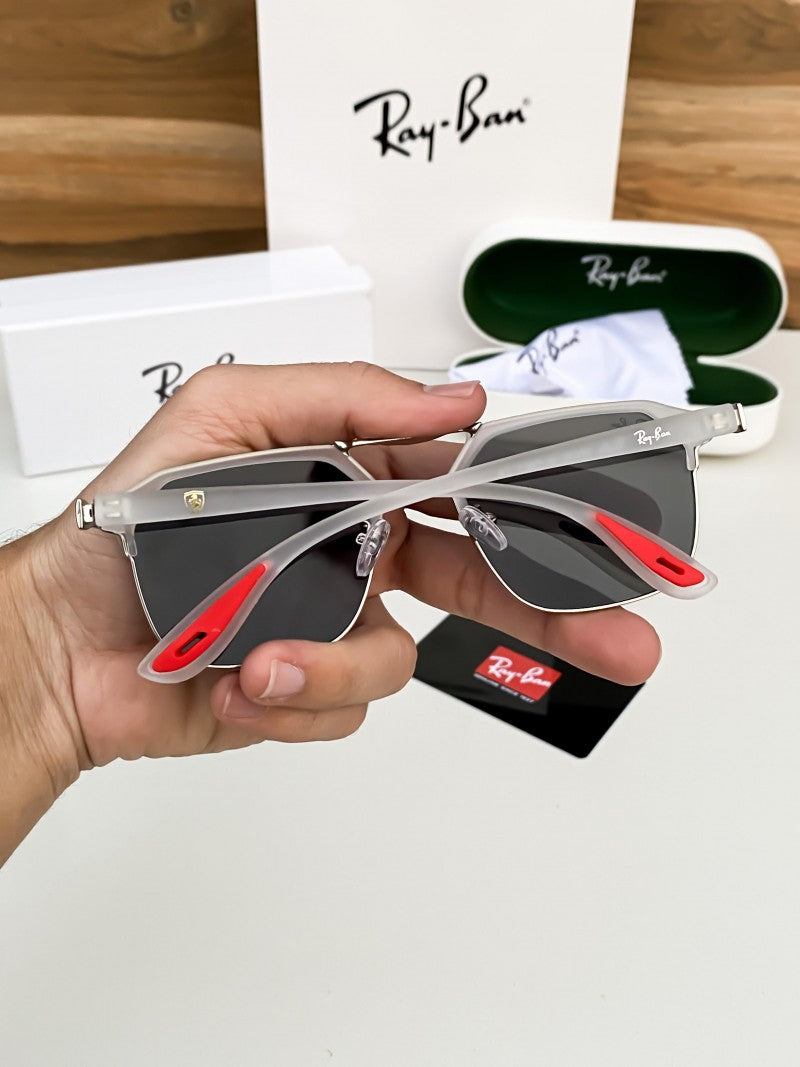 RB #4 METAL WHITE BLACK POLARISED SUNGLASSES