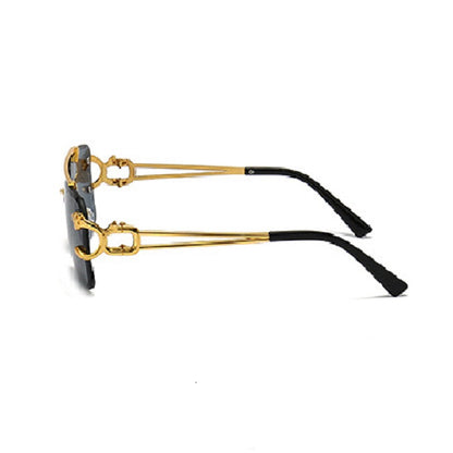 New Stylish Rimless Panther face Luxurious Gold Black UV-400 Unisex Fashion Sunglasses (Copy)