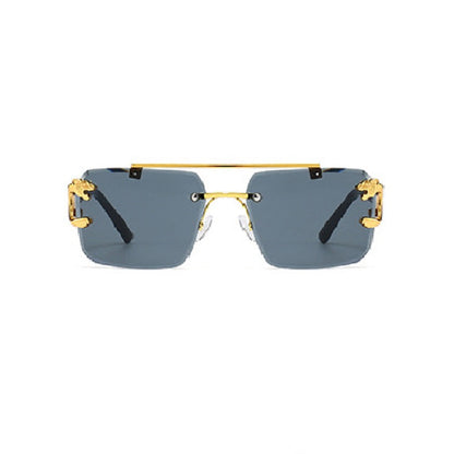 New Stylish Rimless Panther face Luxurious Gold Black UV-400 Unisex Fashion Sunglasses (Copy)