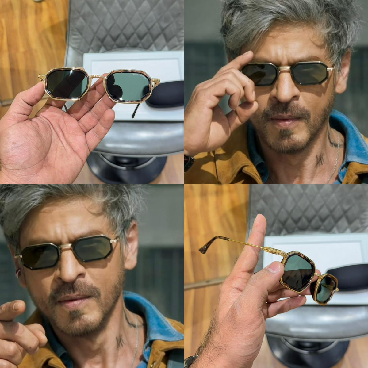CHROME HEART 3130 GOLD GREEN UV-400 SUNGLASSES